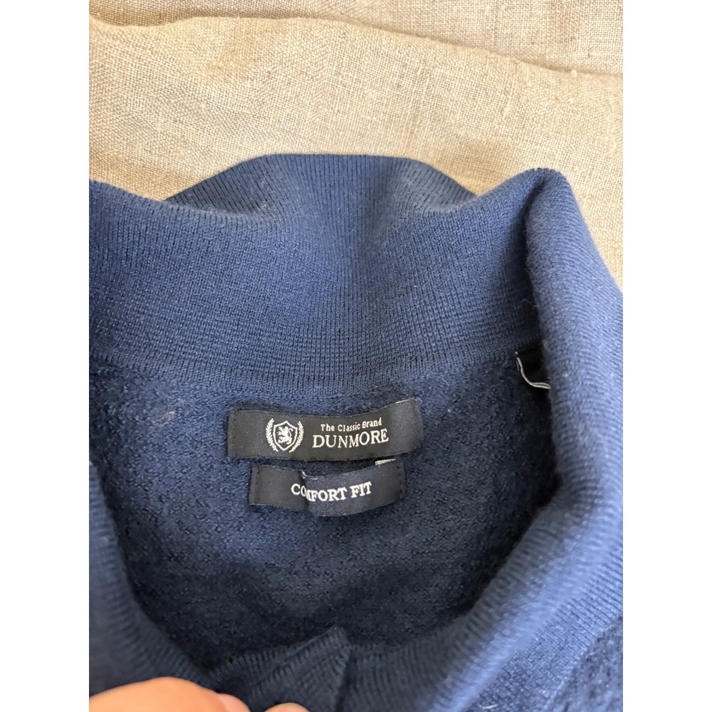 Dunmore Mens Navy Blue 100% Merino Wool Button Front Cardigan Sweater Comfort - Picture 3 of 5